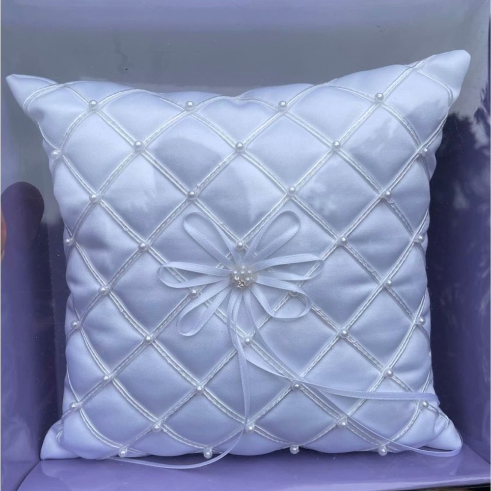 Wedding Ring Pillow for rings bearer, white lace